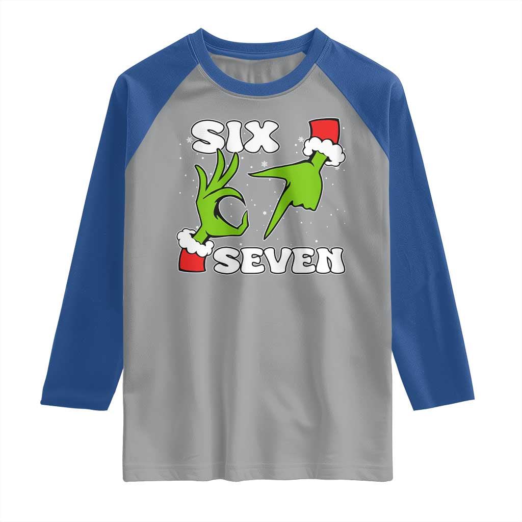 67 Six Seven Christmas Meme Raglan Shirt Funny Elf Hands TS14 Sport Gray Royal Print Your Wear