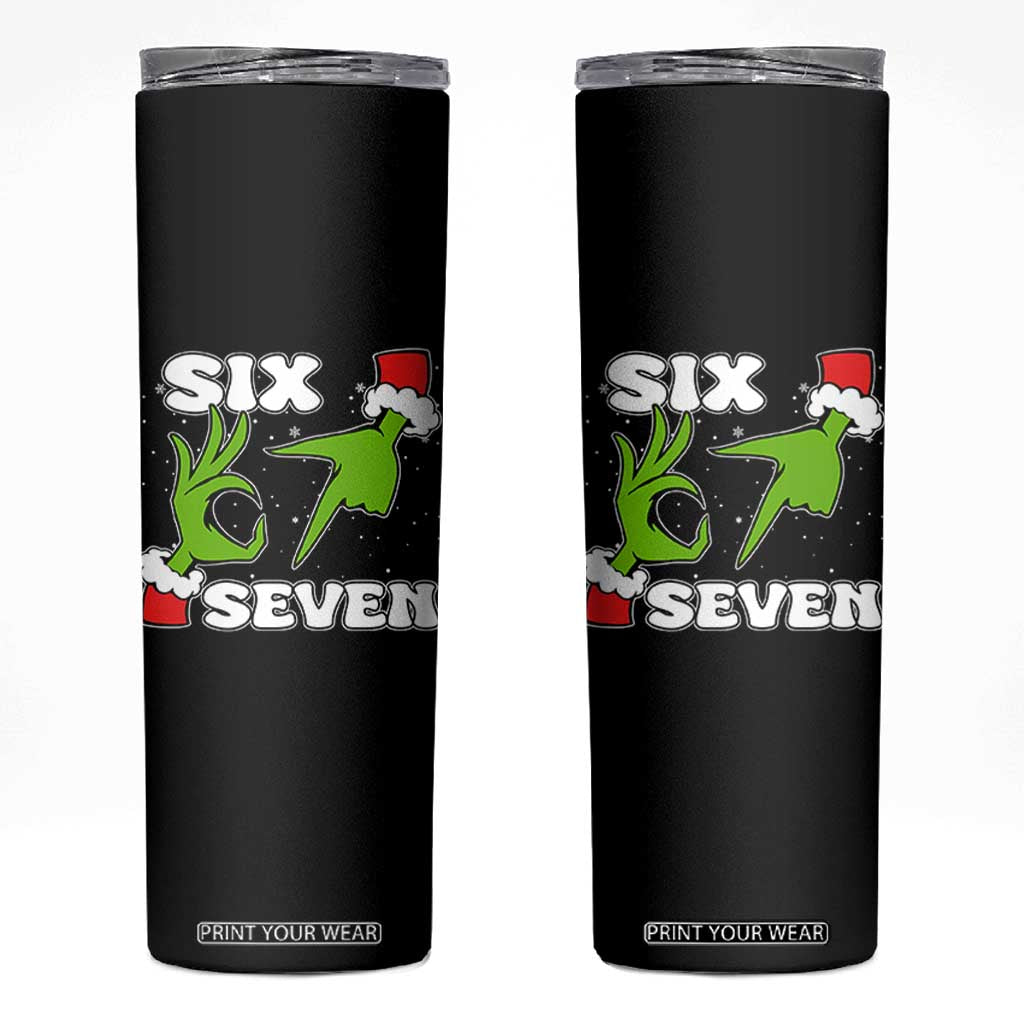 67 Six Seven Christmas Meme Skinny Tumbler Funny Elf Hands - Print Your Wear