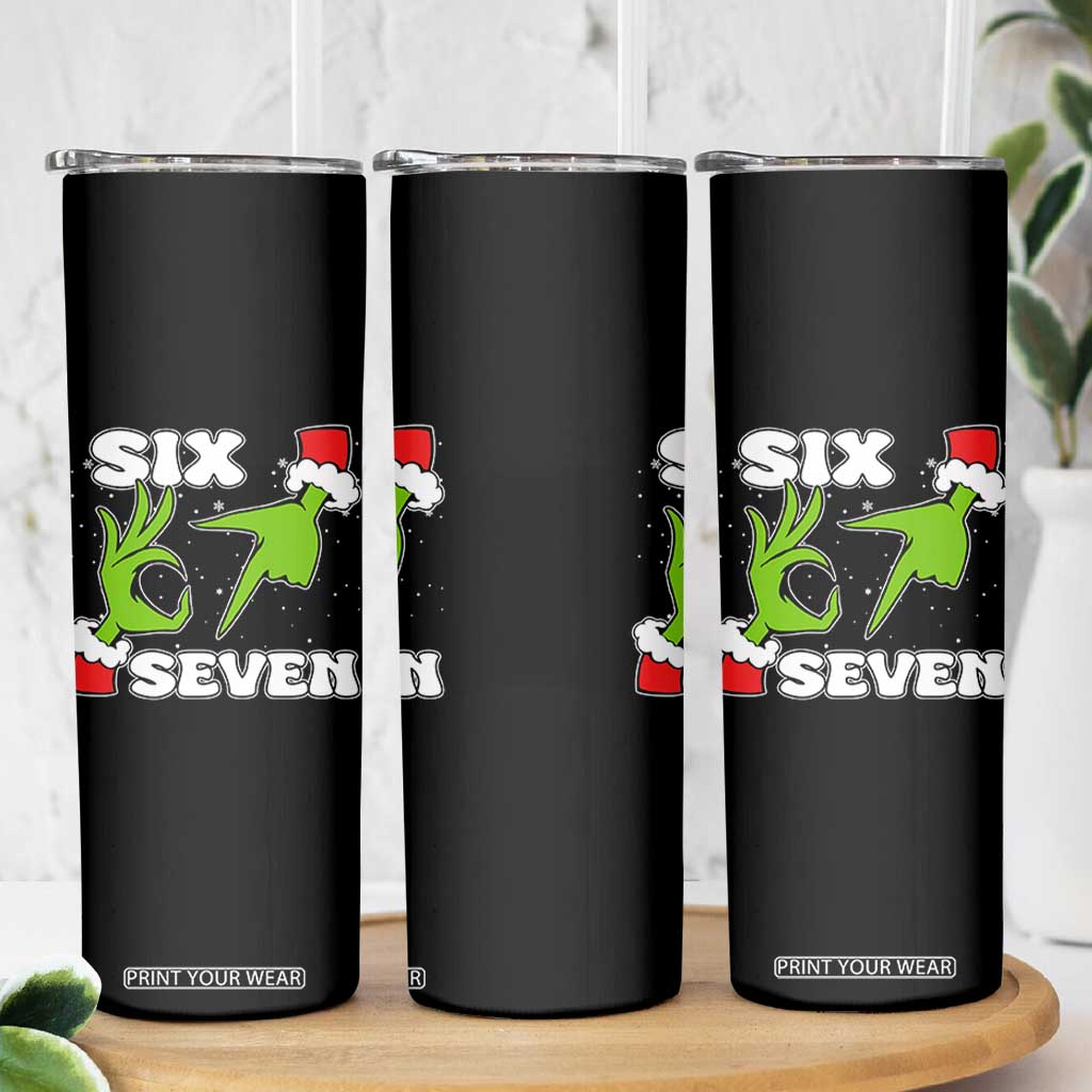 67 Six Seven Christmas Meme Skinny Tumbler Funny Elf Hands - Print Your Wear