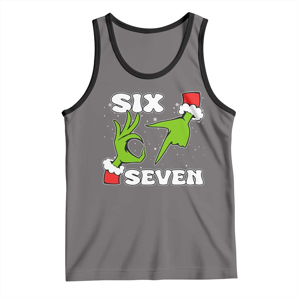 67 Six Seven Christmas Meme Tank Top Funny Elf Hands TS14 Deep Heather Black Print Your Wear
