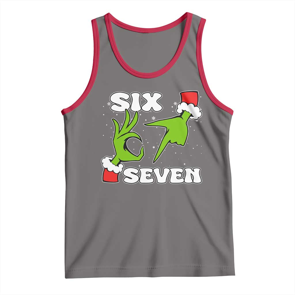 67 Six Seven Christmas Meme Tank Top Funny Elf Hands TS14 Deep Heather Red Print Your Wear
