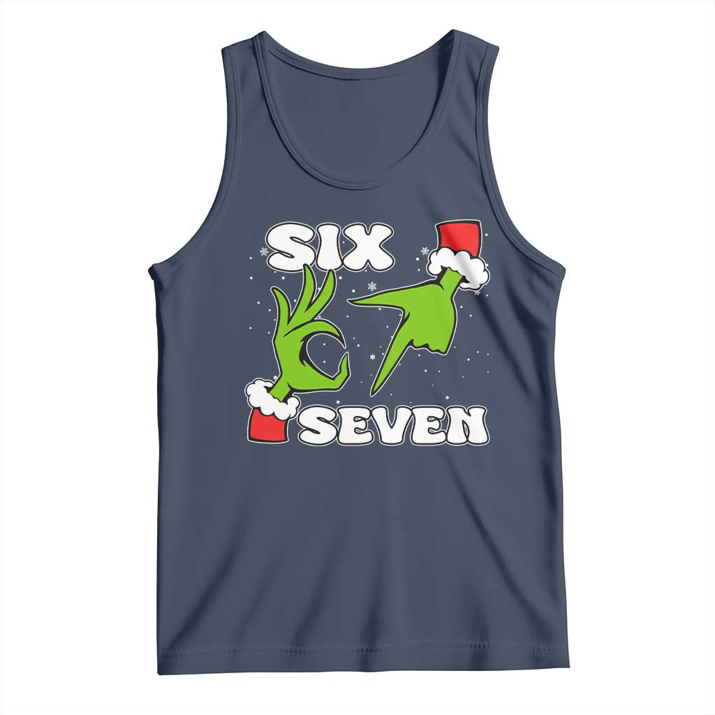 67 Six Seven Christmas Meme Tank Top Funny Elf Hands TS14 Navy Print Your Wear
