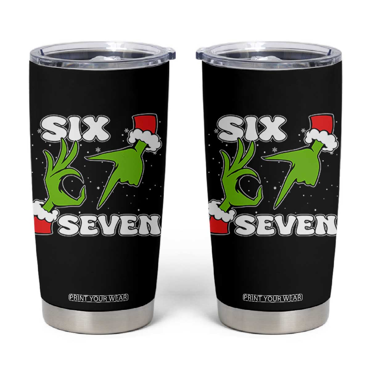 67 Six Seven Christmas Meme Tumbler Cup Funny Elf Hands - Print Your Wear