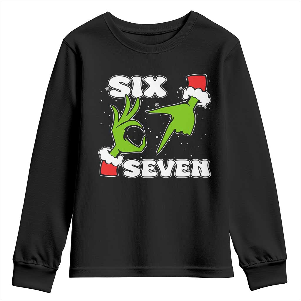 67 Six Seven Christmas Meme Youth Sweatshirt Funny Elf Hands TS14 Black Print Your Wear