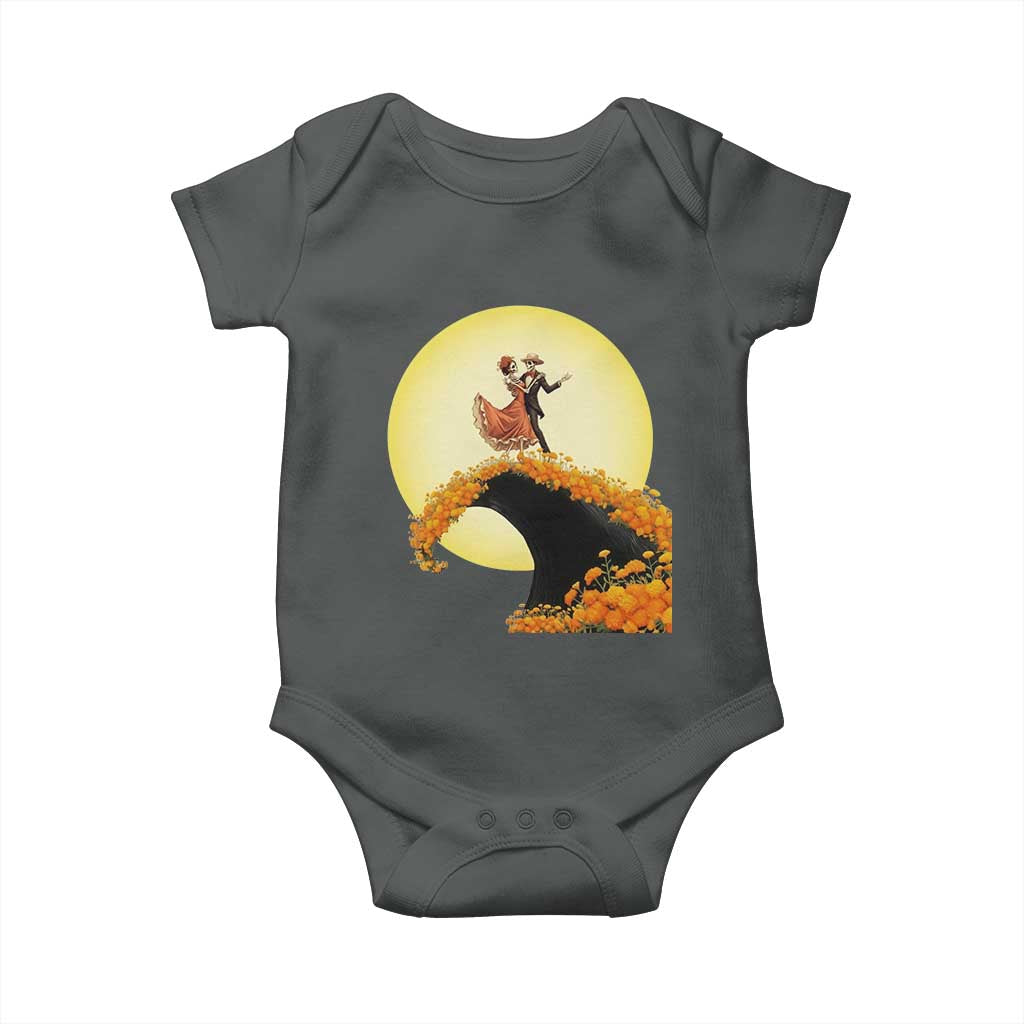 Dia De Los Muertos Baby Onesie Skeletons Dancing Mexican TS14 Dark Heather Print Your Wear