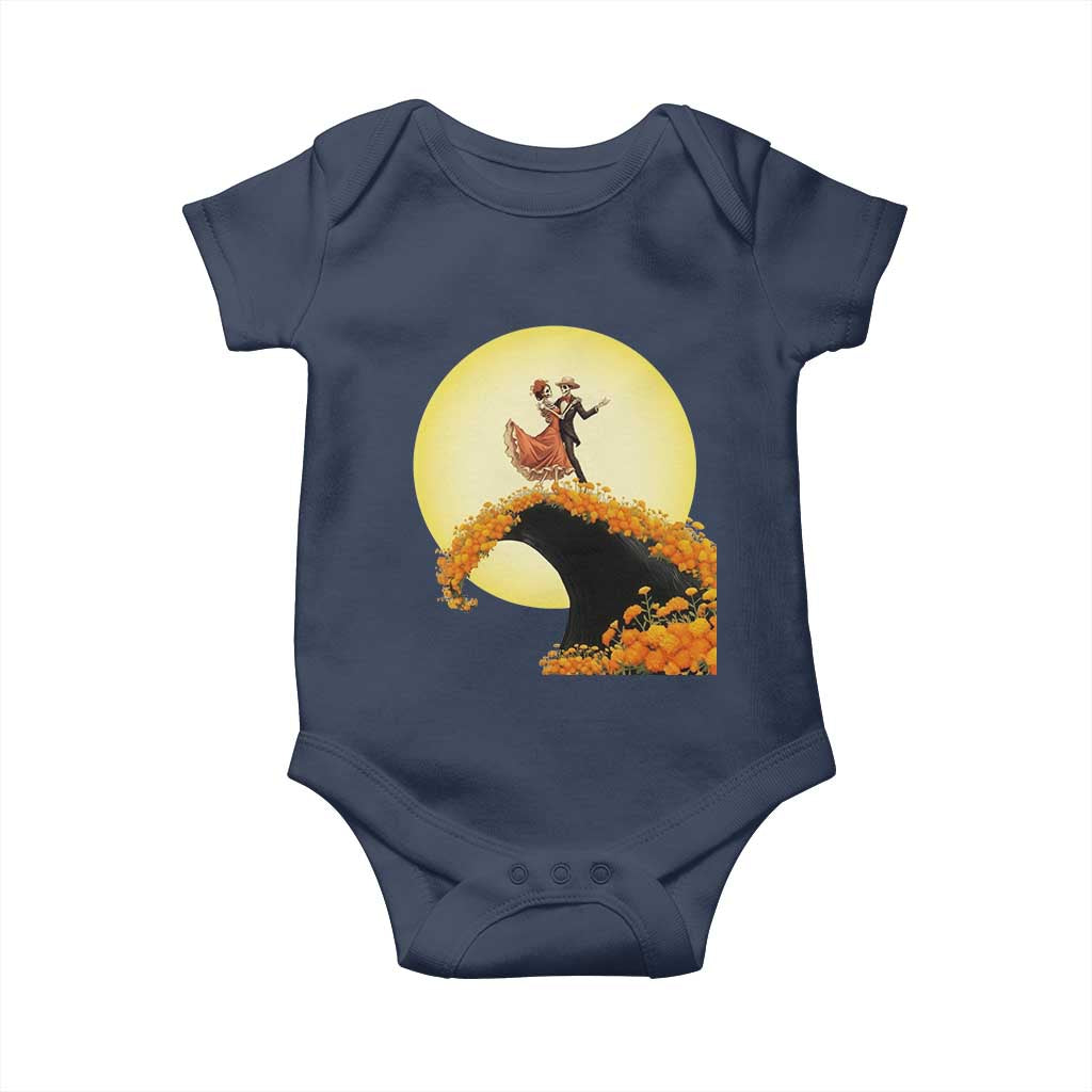 Dia De Los Muertos Baby Onesie Skeletons Dancing Mexican TS14 Navy Print Your Wear