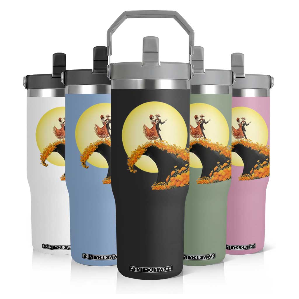Dia De Los Muertos Flip Straw Tumbler Skeletons Dancing Mexican TS14 Print Your Wear