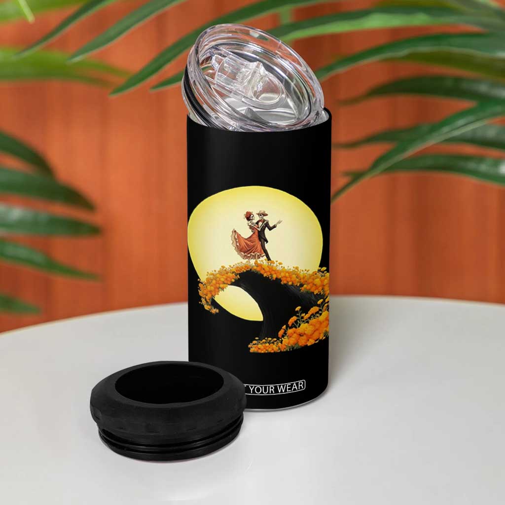 Dia De Los Muertos 4 in 1 Can Cooler Tumbler Skeletons Dancing Mexican TS14 Print Your Wear