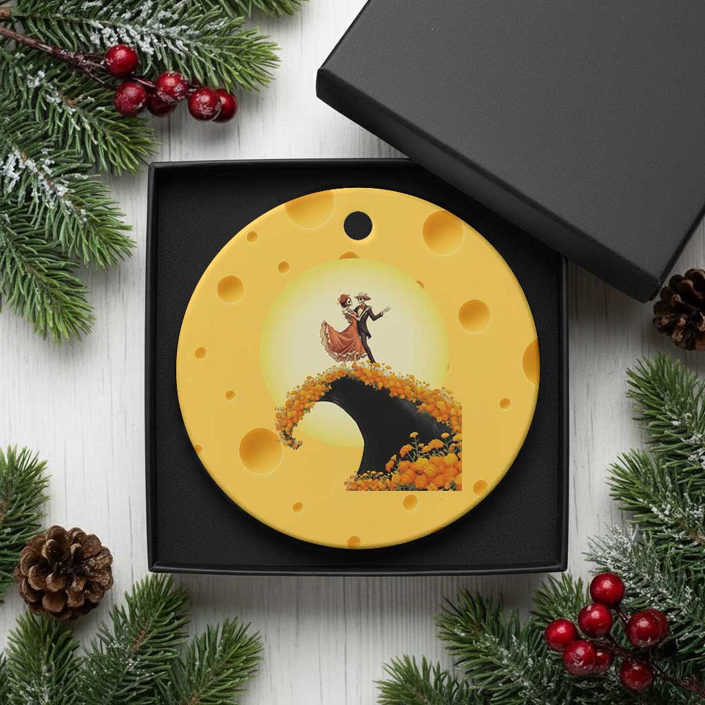 Dia De Los Muertos Ceramic Ornament Skeletons Dancing Mexican TS14 1pc Yellow Cheese Print Your Wear