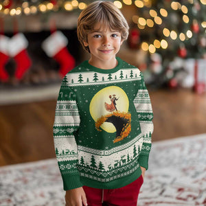 Dia De Los Muertos Ugly Christmas Sweater Skeletons Dancing Mexican TS14 Forest Green Beige Print Your Wear