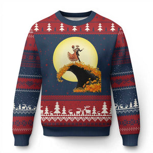 Dia De Los Muertos Ugly Christmas Sweater Skeletons Dancing Mexican TS14 Navy Red Print Your Wear