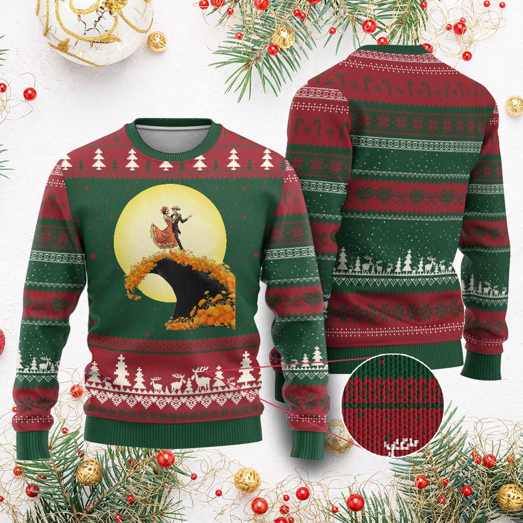 Dia De Los Muertos Ugly Christmas Sweater Skeletons Dancing Mexican TS14 Red Green Print Your Wear
