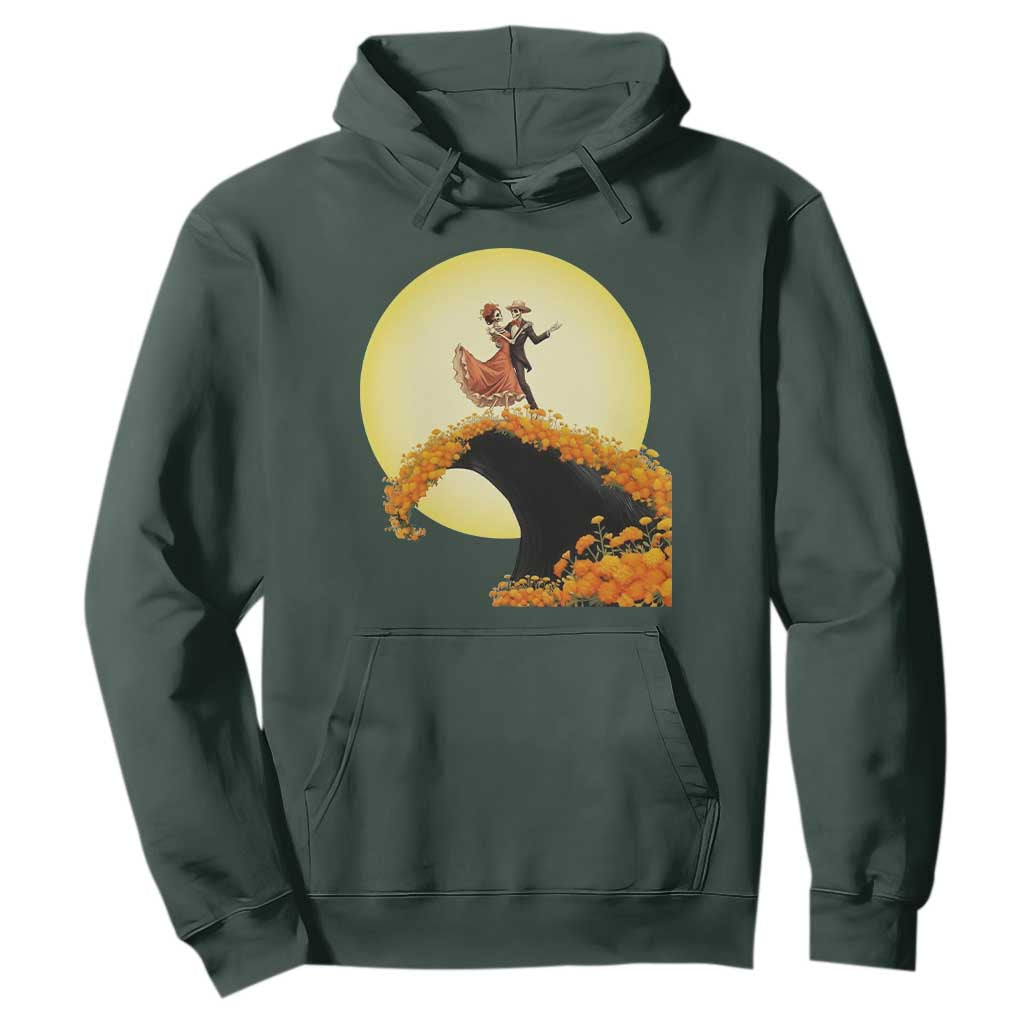 Dia De Los Muertos Hoodie Skeletons Dancing Mexican TS14 Dark Forest Green Print Your Wear