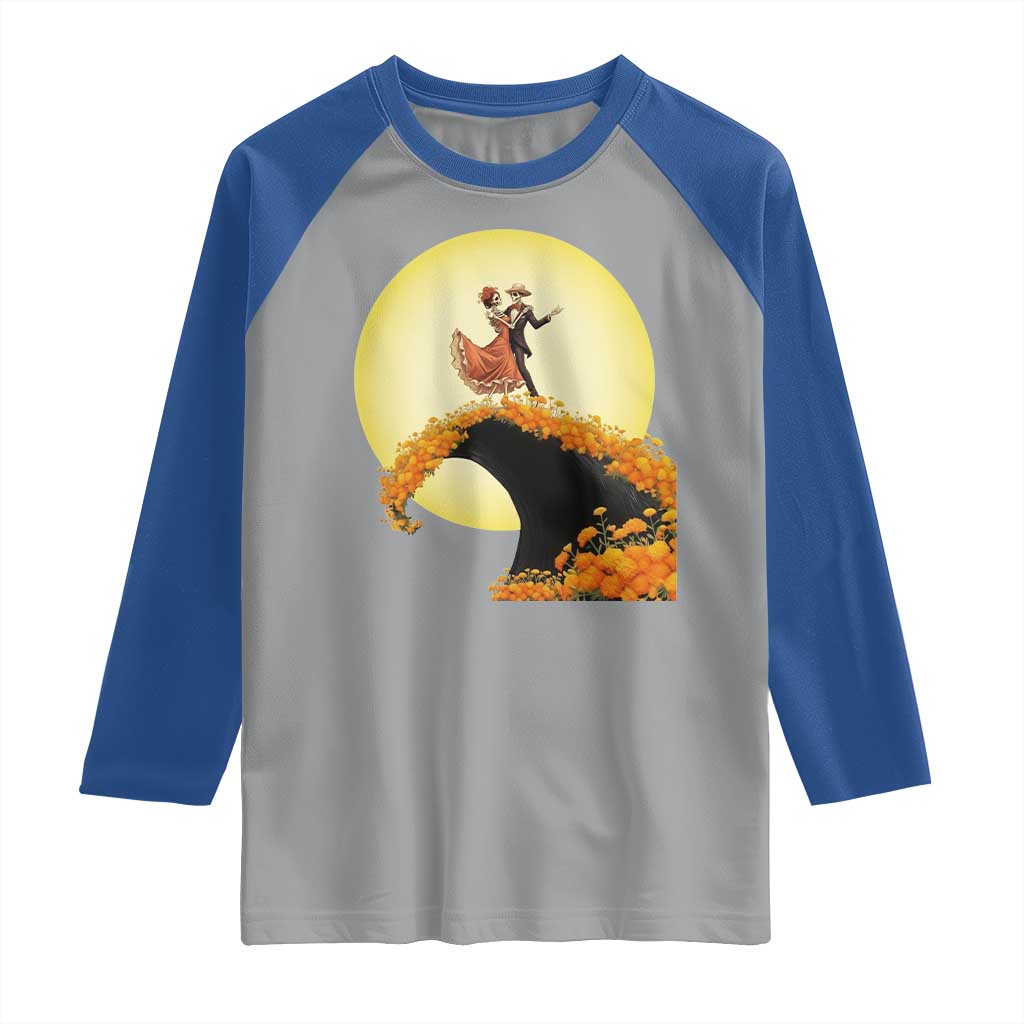 Dia De Los Muertos Raglan Shirt Skeletons Dancing Mexican TS14 Sport Gray Royal Print Your Wear