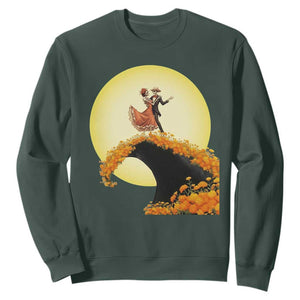Dia De Los Muertos Sweatshirt Skeletons Dancing Mexican TS14 Dark Forest Green Print Your Wear