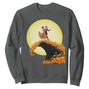 Dia De Los Muertos Sweatshirt Skeletons Dancing Mexican TS14 Dark Heather Print Your Wear