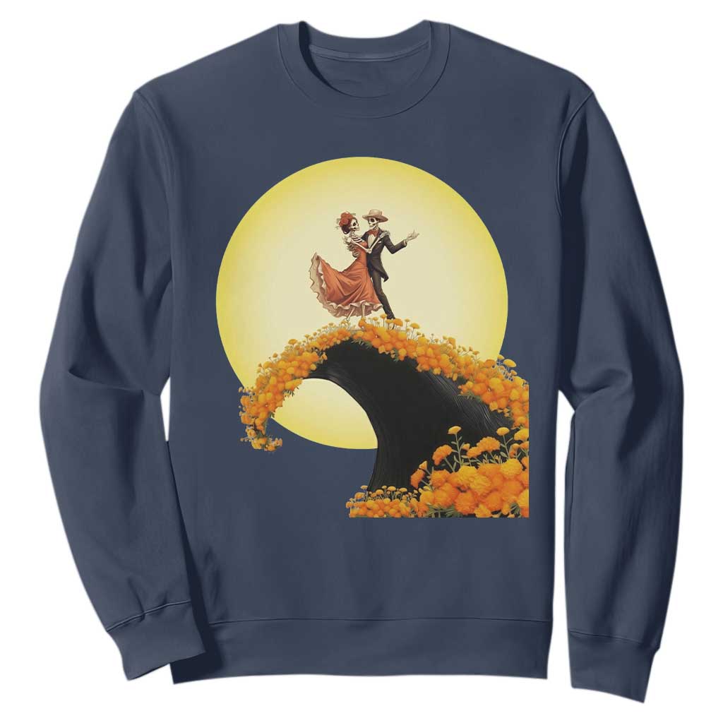 Dia De Los Muertos Sweatshirt Skeletons Dancing Mexican TS14 Navy Print Your Wear