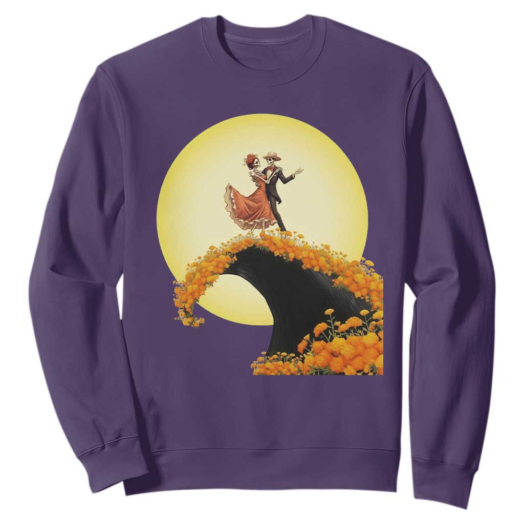 Dia De Los Muertos Sweatshirt Skeletons Dancing Mexican TS14 Purple Print Your Wear