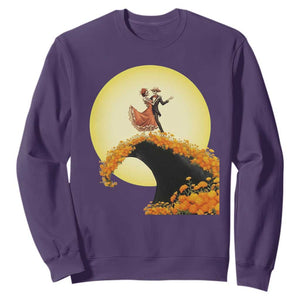 Dia De Los Muertos Sweatshirt Skeletons Dancing Mexican TS14 Purple Print Your Wear