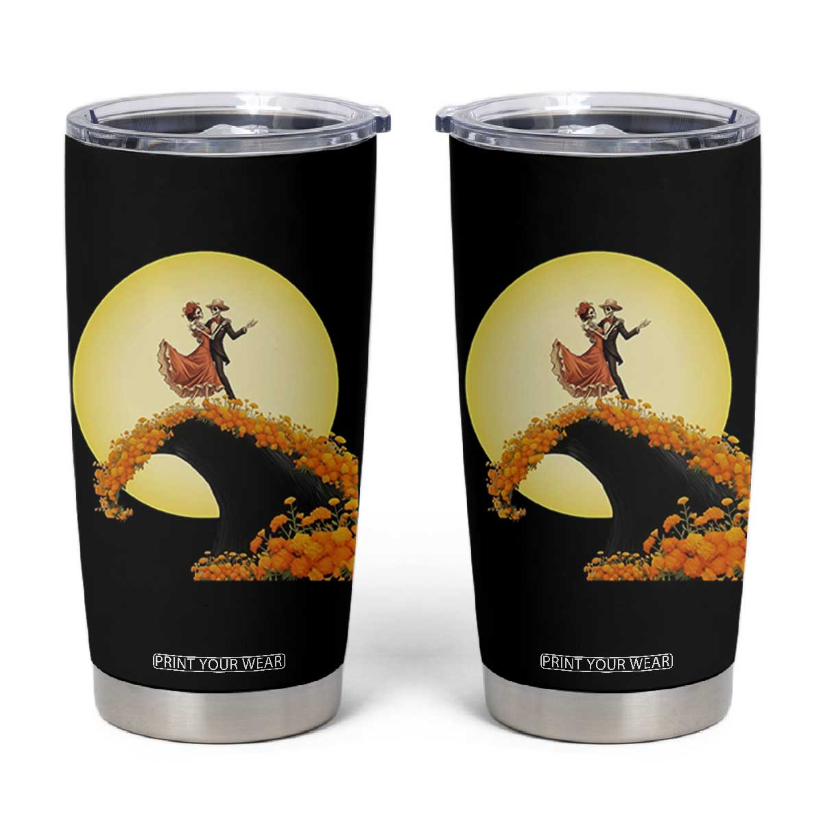 Dia De Los Muertos Tumbler Cup Skeletons Dancing Mexican TS14 Black Print Your Wear