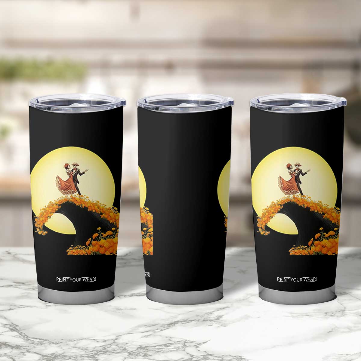 Dia De Los Muertos Tumbler Cup Skeletons Dancing Mexican TS14 Print Your Wear