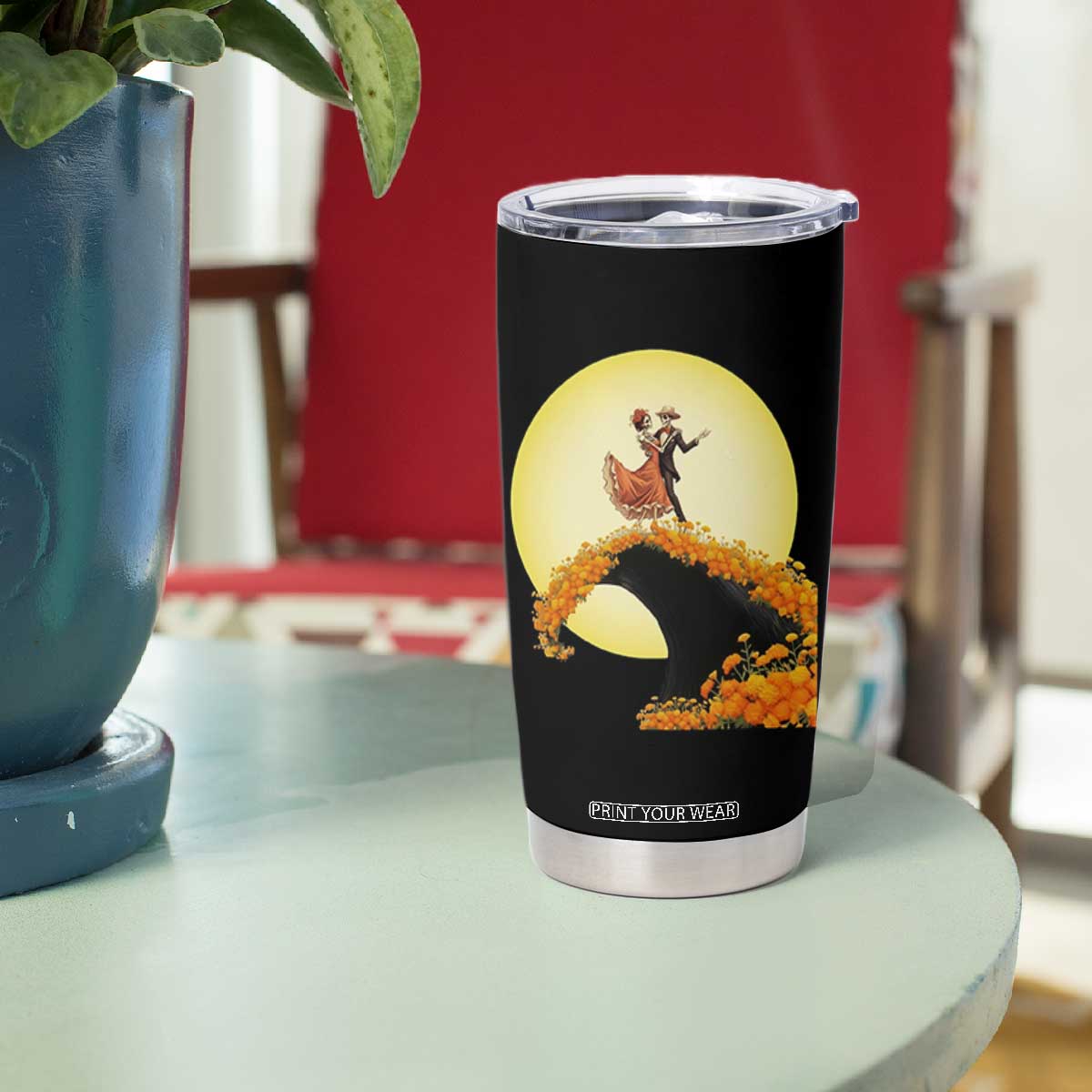 Dia De Los Muertos Tumbler Cup Skeletons Dancing Mexican TS14 Print Your Wear