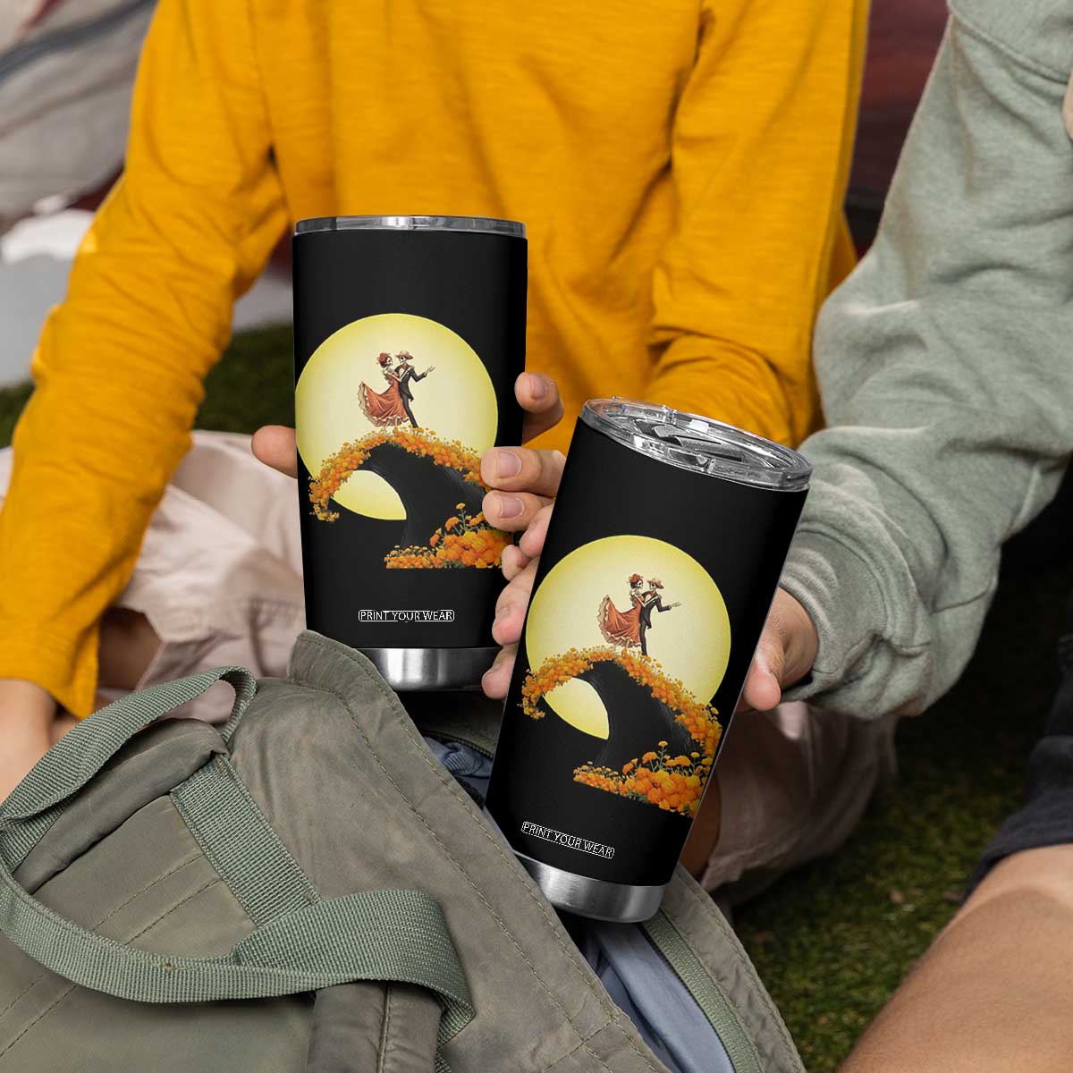 Dia De Los Muertos Tumbler Cup Skeletons Dancing Mexican TS14 Print Your Wear