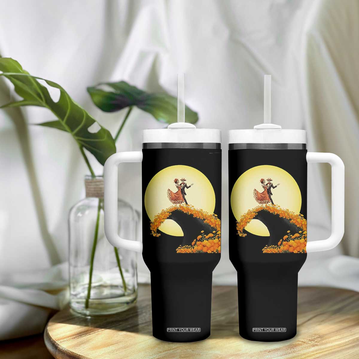 Dia De Los Muertos Tumbler With Handle Skeletons Dancing Mexican TS14 Print Your Wear