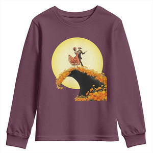 Dia De Los Muertos Youth Sweatshirt Skeletons Dancing Mexican TS14 Maroon Print Your Wear