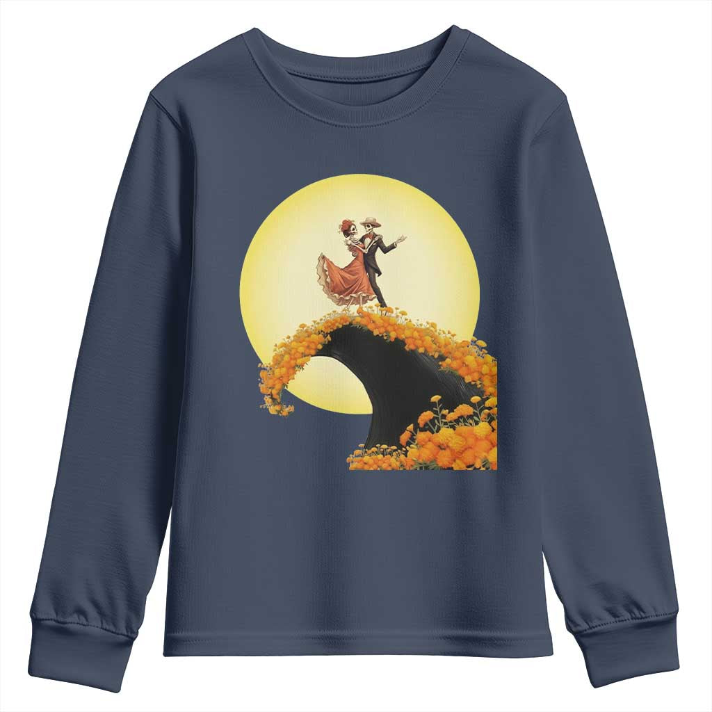Dia De Los Muertos Youth Sweatshirt Skeletons Dancing Mexican TS14 Navy Print Your Wear