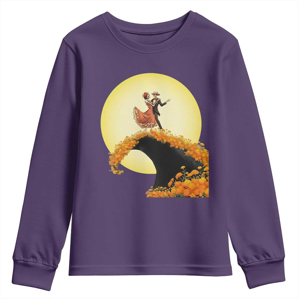 Dia De Los Muertos Youth Sweatshirt Skeletons Dancing Mexican TS14 Purple Print Your Wear
