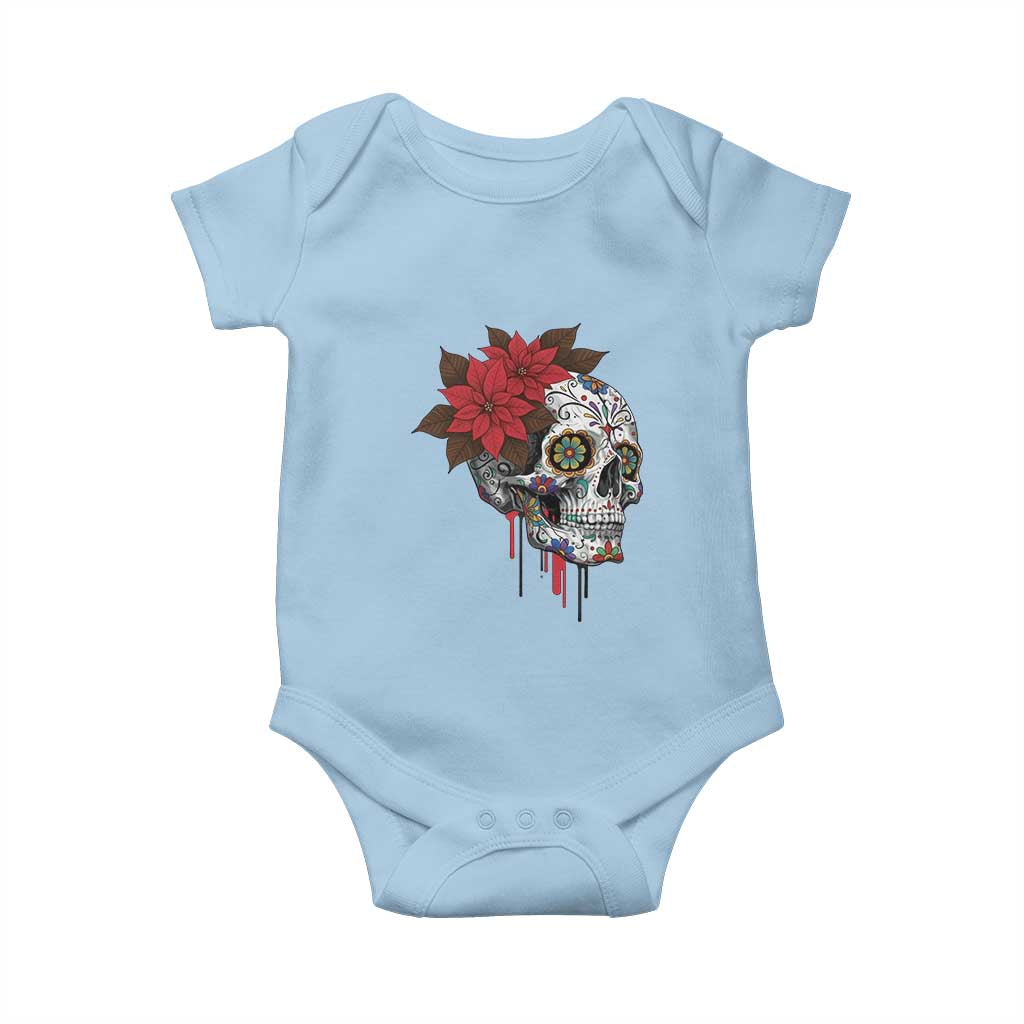 Sugar Skull Calavera Holiday Spirit Mistletoe Baby Onesie TS14 Light Blue Print Your Wear