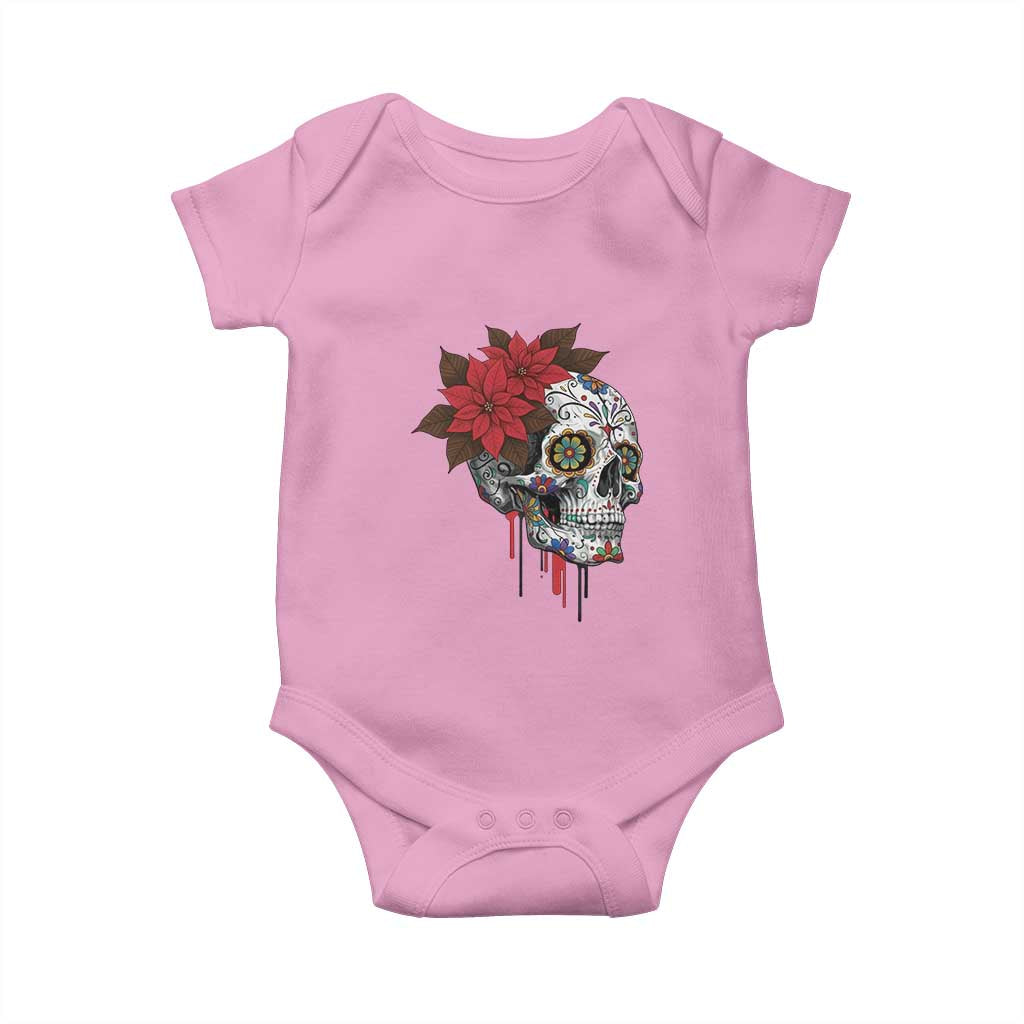 Sugar Skull Calavera Holiday Spirit Mistletoe Baby Onesie TS14 Light Pink Print Your Wear
