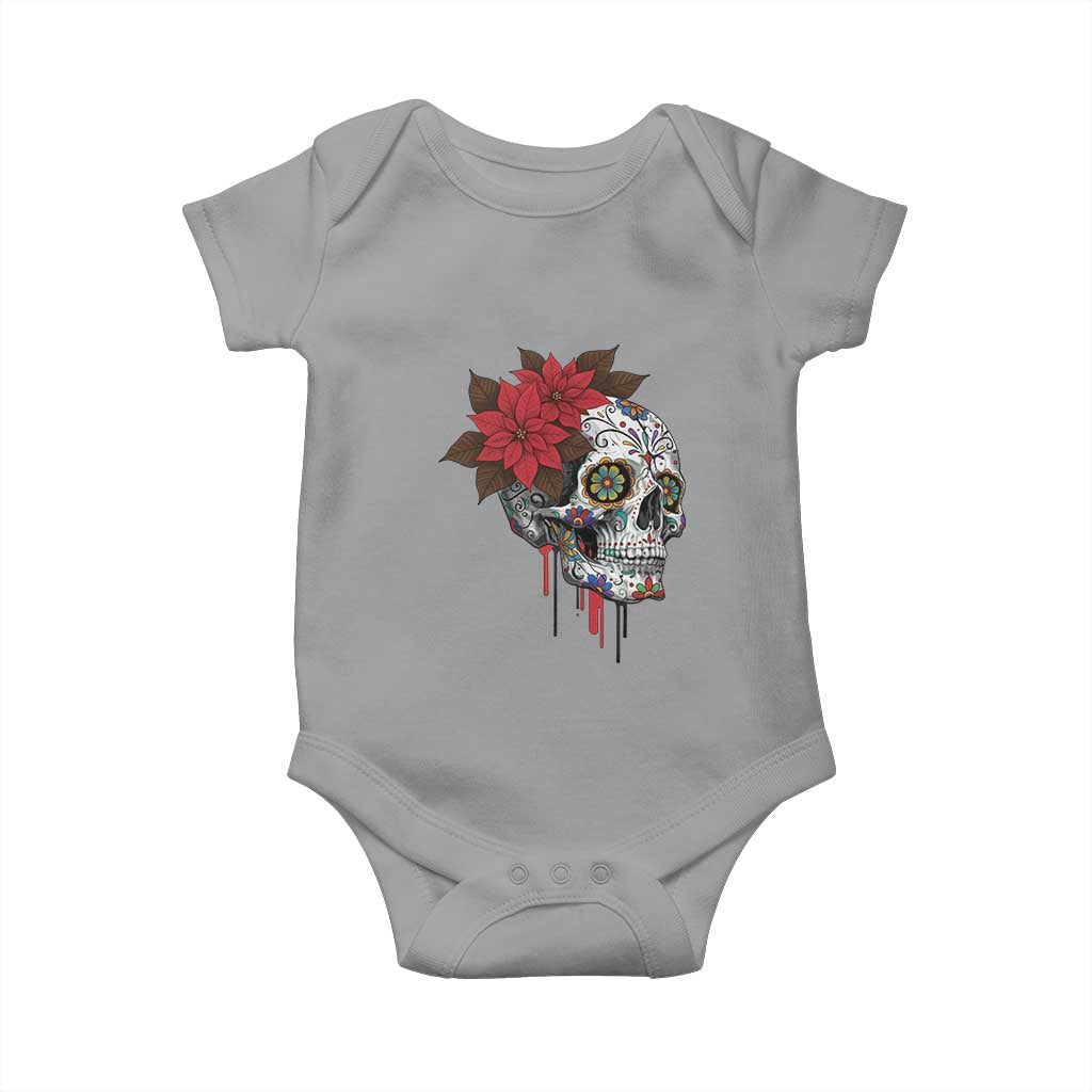 Sugar Skull Calavera Holiday Spirit Mistletoe Baby Onesie TS14 Sport Gray Print Your Wear