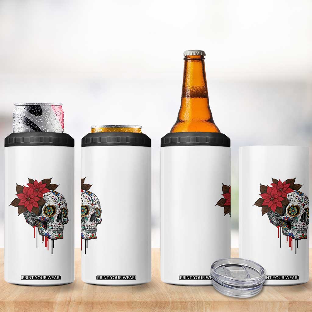 Sugar Skull Calavera Holiday Spirit Mistletoe 4 in 1 Can Cooler Tumbler TS14 Print Your Wear