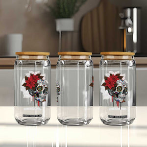 Sugar Skull Calavera Holiday Spirit Mistletoe Glass Can TS14 Print Your Wear