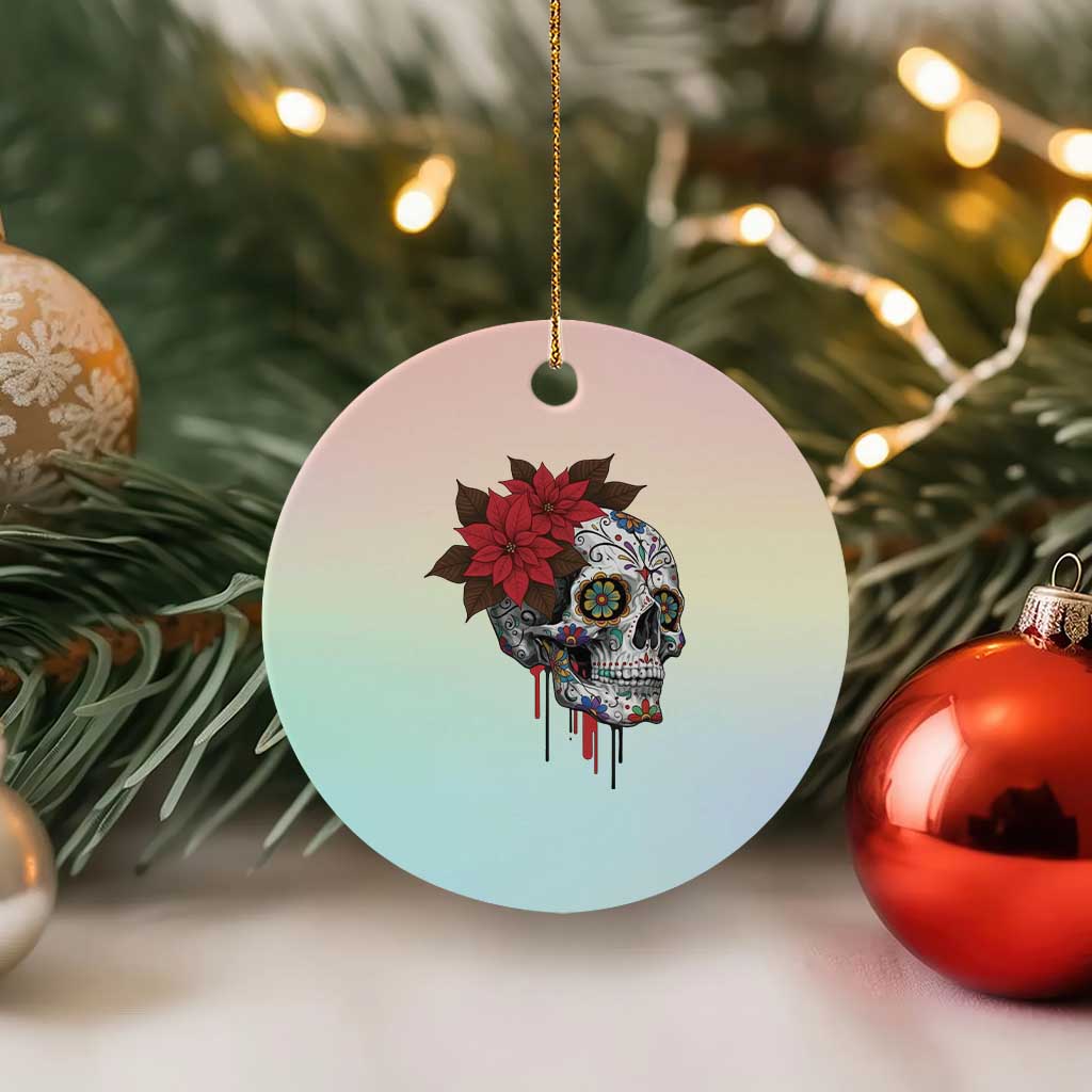 Sugar Skull Calavera Holiday Spirit Mistletoe Ceramic Ornament TS14 1pc Pastel Print Your Wear