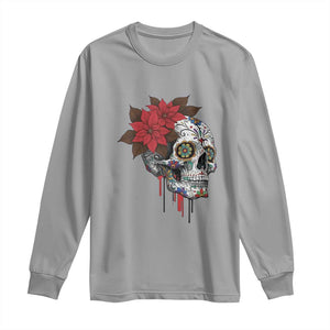 Sugar Skull Calavera Holiday Spirit Mistletoe Long Sleeve Shirt TS14 Sport Gray Print Your Wear
