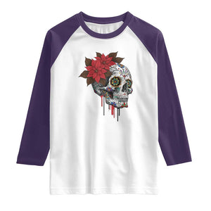 Sugar Skull Calavera Holiday Spirit Mistletoe Raglan Shirt TS14 White Purple Print Your Wear