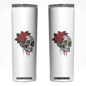 Sugar Skull Calavera Holiday Spirit Mistletoe Skinny Tumbler TS14 White Print Your Wear
