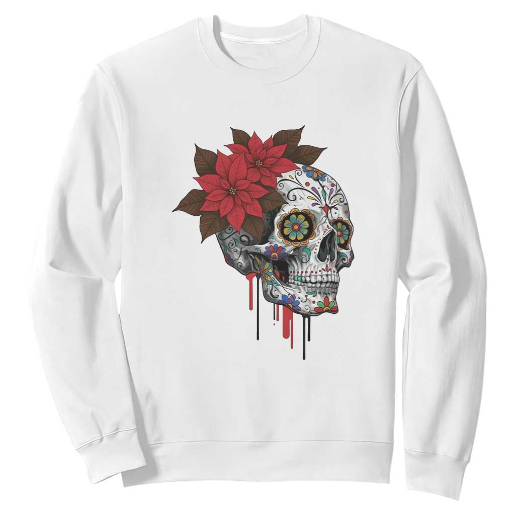 Sugar Skull Calavera Holiday Spirit Mistletoe Sweatshirt TS14 White Print Your Wear