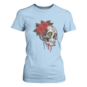 Sugar Skull Calavera Holiday Spirit Mistletoe T Shirt For Women TS14 Light Blue Print Your Wear