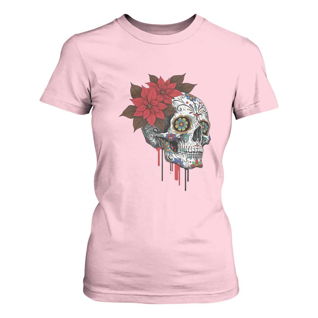 Sugar Skull Calavera Holiday Spirit Mistletoe T Shirt For Women TS14 Light Pink Print Your Wear