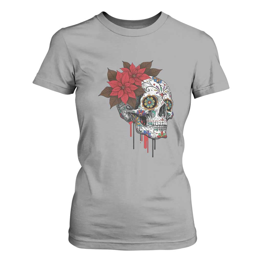 Sugar Skull Calavera Holiday Spirit Mistletoe T Shirt For Women TS14 Sport Gray Print Your Wear