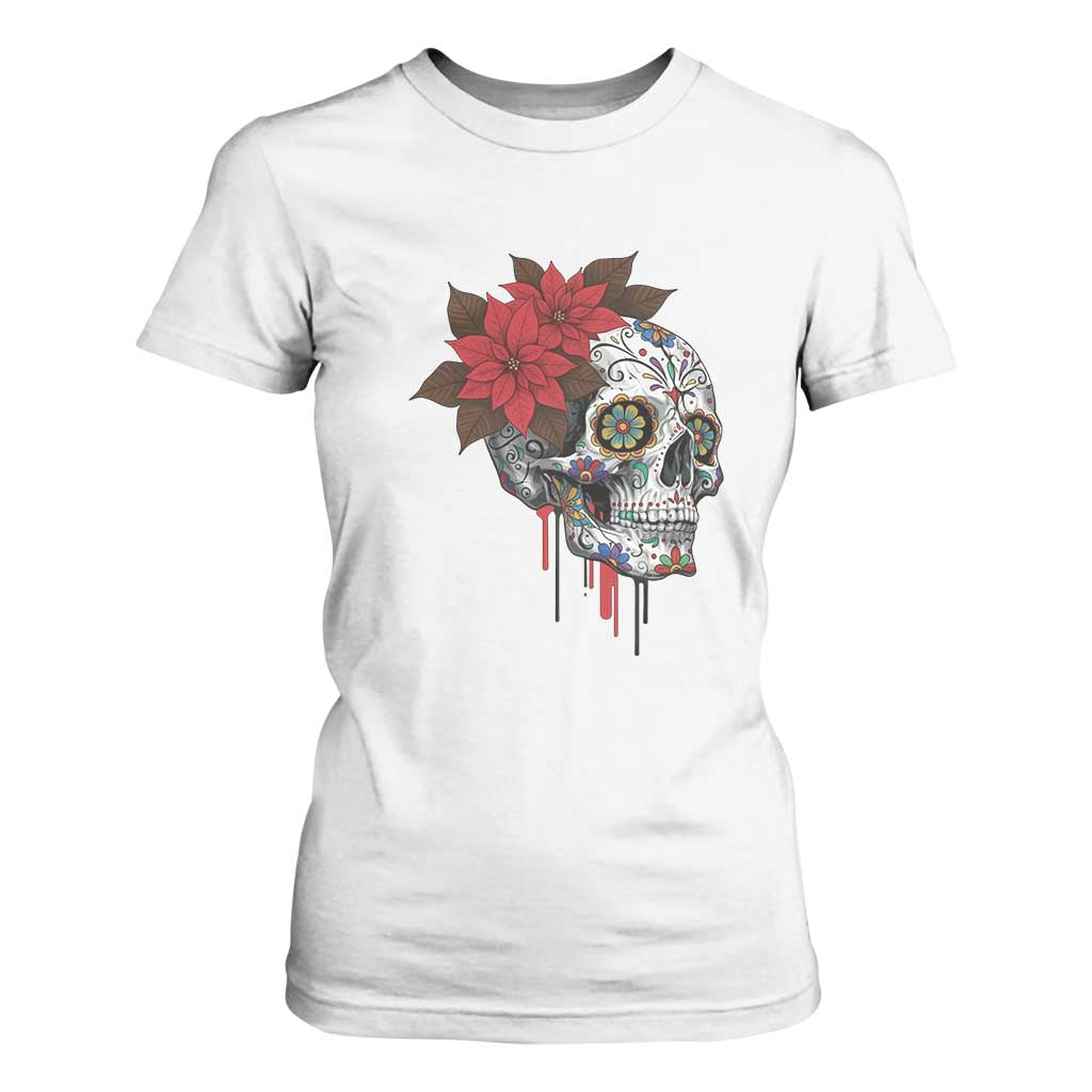 Sugar Skull Calavera Holiday Spirit Mistletoe T Shirt For Women TS14 White Print Your Wear