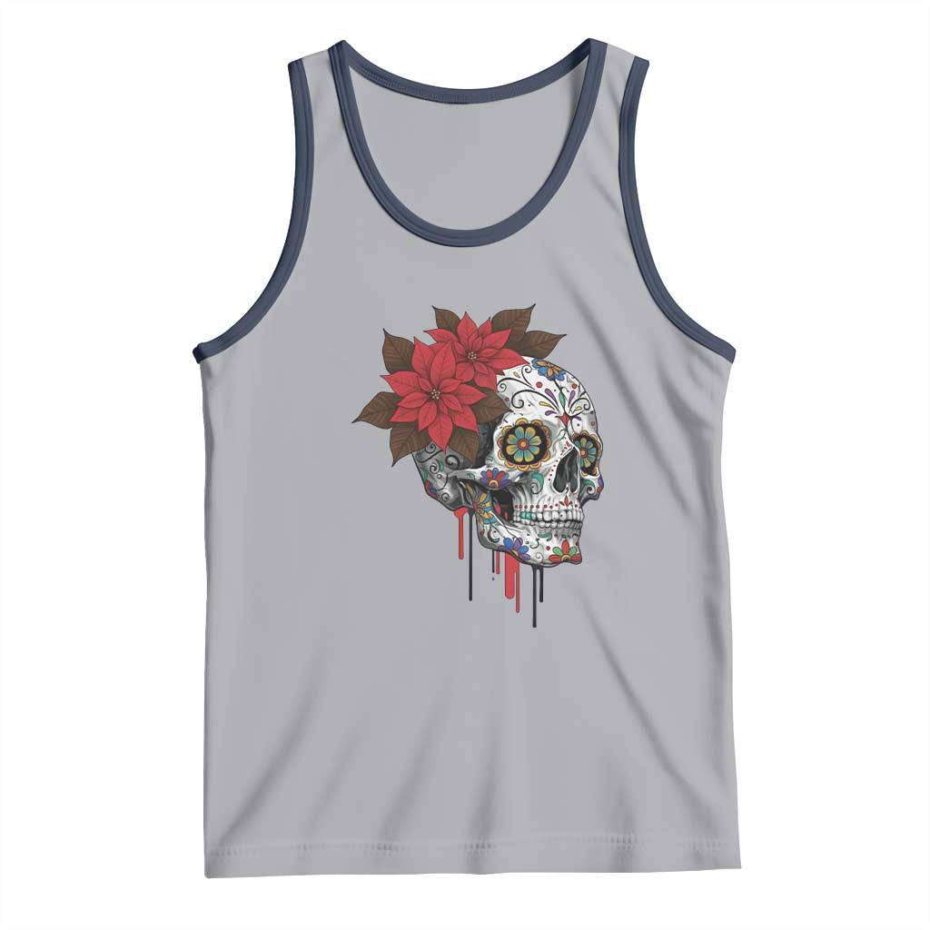 Sugar Skull Calavera Holiday Spirit Mistletoe Tank Top TS14 Athletic Heather Navy Print Your Wear