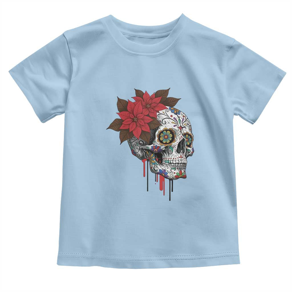 Sugar Skull Calavera Holiday Spirit Mistletoe Toddler T Shirt TS14 Light Blue Print Your Wear