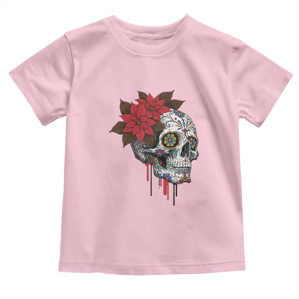 Sugar Skull Calavera Holiday Spirit Mistletoe Toddler T Shirt TS14 Light Pink Print Your Wear