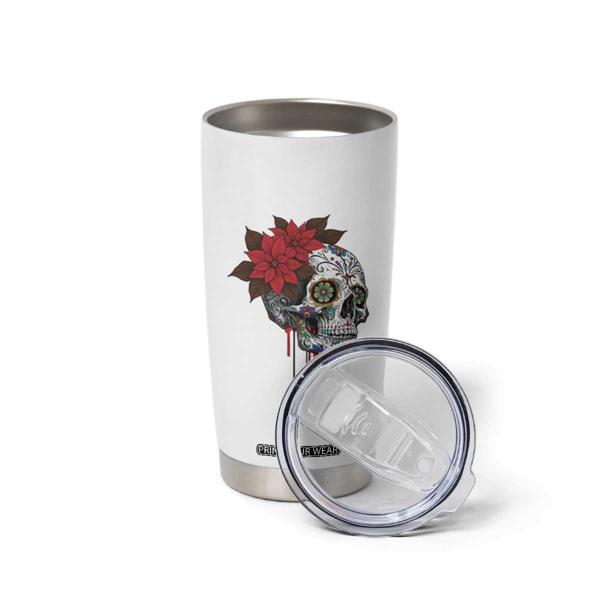 Sugar Skull Calavera Holiday Spirit Mistletoe Tumbler Cup TS14 Print Your Wear
