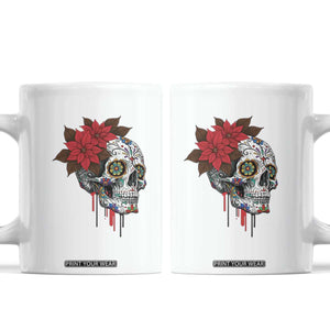 Sugar Skull Calavera Holiday Spirit Mistletoe Coffee Mug TS14 White Print Your Wear
